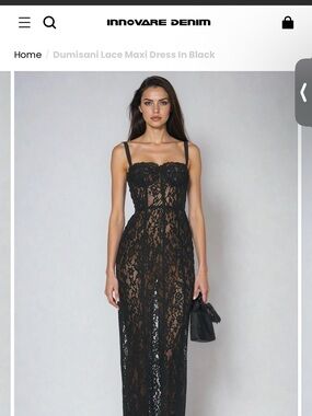 Elegant Black Lace Maxi Dress with Sheer Overlay